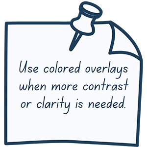 Colored overlays for literacy