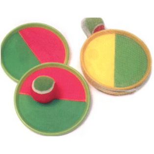 Magicatch set; velcro covered circle and tennis ball 