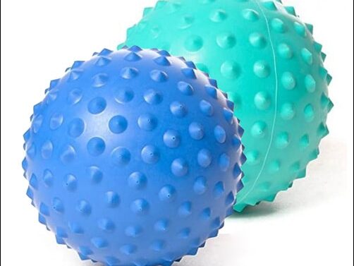 Pezzi Activa Ball. two blue and green balls with rounded knobs