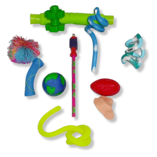 Assortment of tactile sensory tools for home sensory room