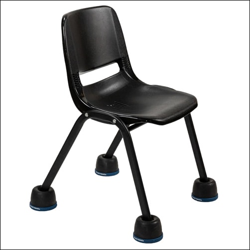 black chair with Wiggle Wobble Chair Feet attached for a Sensory-friendly learning environment